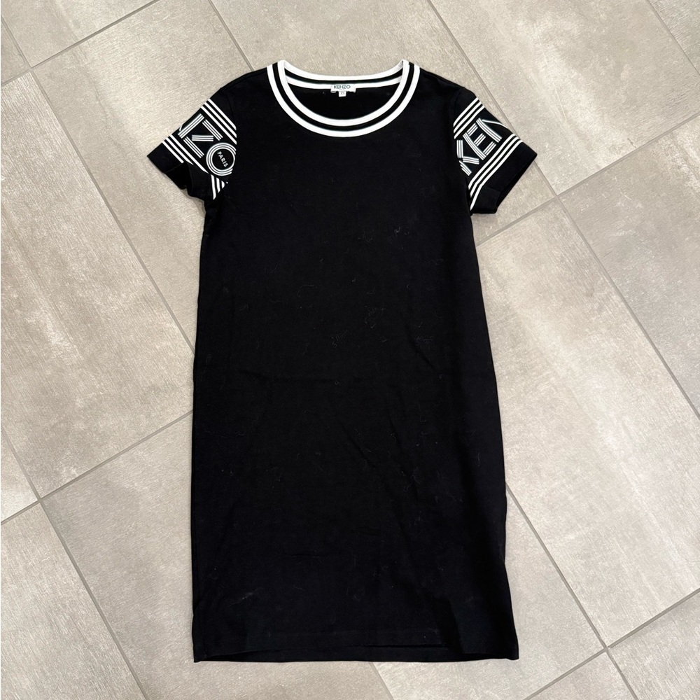 Kenzo Black and White Raglan Sleeve Mini Dress
